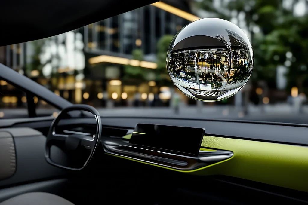 Hero-Visualisierung: SWARCOFORCE Füllglasperlen - Glaskugel im Automobil-Innenraum